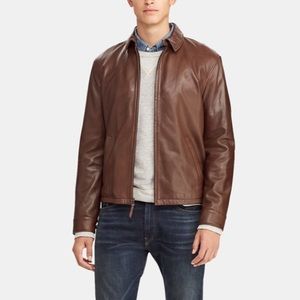 Polo Ralph Lauren bison brown leather jacket